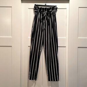 H&M Navy Striped High Waisted Pants Size 4
